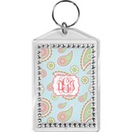 Blue Paisley Bling Keychain (Personalized)