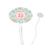 Blue Paisley 7" Oval Plastic Stir Sticks - Clear (Personalized)