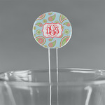 Blue Paisley 7" Round Plastic Stir Sticks - Clear (Personalized)