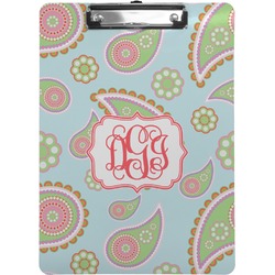 Blue Paisley Clipboard (Letter Size) (Personalized)