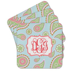 Blue Paisley Cork Coaster - Set of 4 w/ Monogram