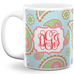 Blue Paisley 11 Oz Coffee Mug - White (Personalized)