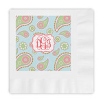 Blue Paisley Embossed Decorative Napkins (Personalized)