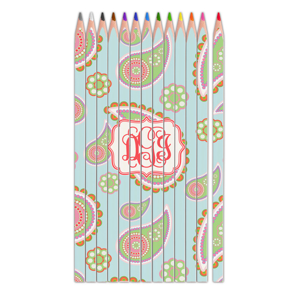 Custom Blue Paisley Colored Pencils (Personalized)