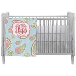 Blue Paisley Crib Comforter / Quilt (Personalized)