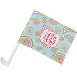 Blue Paisley Car Flag - Small w/ Monogram