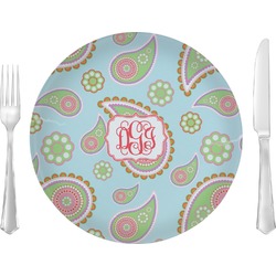 Blue Paisley Glass Lunch / Dinner Plate 10" (Personalized)