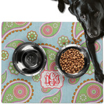 Blue Paisley Dog Food Mat - Large w/ Monogram