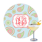 Blue Paisley Printed Drink Topper - 3.25" (Personalized)