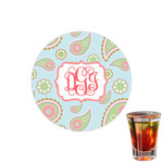 Blue Paisley Printed Drink Topper - 1.5" (Personalized)