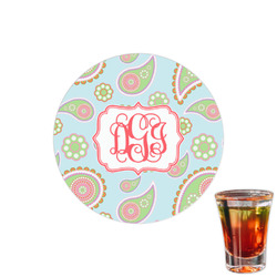 Blue Paisley Printed Drink Topper - 1.5" (Personalized)