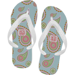 Blue Paisley Flip Flops - XSmall (Personalized)