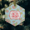 Blue Paisley Frosted Glass Ornament - Hexagon (Lifestyle)