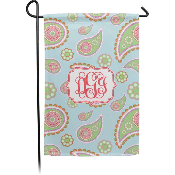 Custom Blue Paisley Small Garden Flag - Double Sided w/ Monograms