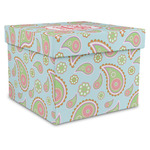 Blue Paisley Gift Box with Lid - Canvas Wrapped - X-Large (Personalized)