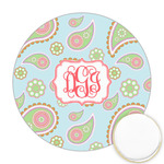 Blue Paisley Printed Cookie Topper - Round (Personalized)