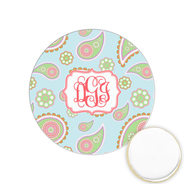 Custom Blue Paisley Printed Cookie Topper - 1.25" (Personalized)