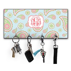 Blue Paisley Key Hanger w/ 4 Hooks w/ Monogram