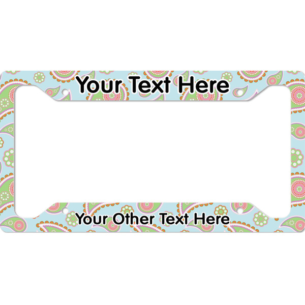 Custom Blue Paisley License Plate Frame - Style A (Personalized)
