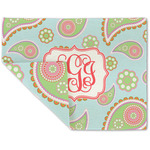 Blue Paisley Double-Sided Linen Placemat - Single w/ Monogram