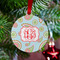 Blue Paisley Metal Ball Ornament - Lifestyle