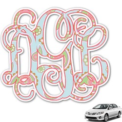 Blue Paisley Monogram Car Decal (Personalized)