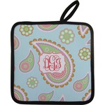 Blue Paisley Pot Holder w/ Monogram