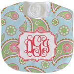 Blue Paisley Velour Baby Bib w/ Monogram