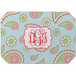 Blue Paisley Dining Table Mat - Octagon (Single-Sided) w/ Monogram