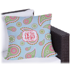 Blue Paisley Outdoor Pillow (Personalized)