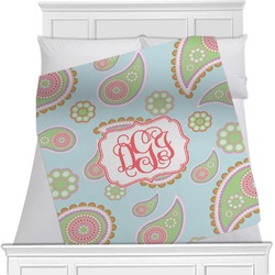 Blue Paisley Minky Blanket - Twin / Full - 80"x60" - Single Sided (Personalized)