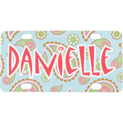 Blue Paisley Mini / Bicycle License Plate (4 Holes) (Personalized)