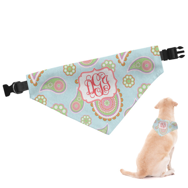 Custom Blue Paisley Dog Bandana - Small (Personalized)