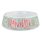 Blue Paisley Plastic Dog Bowl - Large (Personalized)