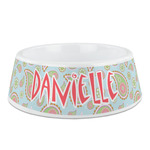 Blue Paisley Plastic Dog Bowl - Medium (Personalized)