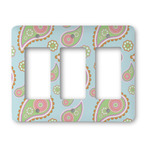 Blue Paisley Rocker Style Light Switch Cover - Three Switch