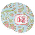 Blue Paisley Round Paper Coasters w/ Monograms