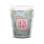 Blue Paisley Ceramic Shot Glass - 1.5 oz - White - Single (Personalized)