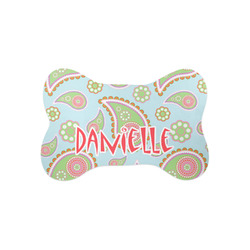 Blue Paisley Bone Shaped Dog Food Mat (Small) (Personalized)