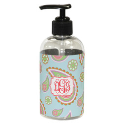 Blue Paisley Plastic Soap / Lotion Dispenser (8 oz - Small - Black) (Personalized)