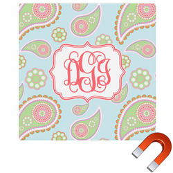 Blue Paisley Square Car Magnet - 10" (Personalized)