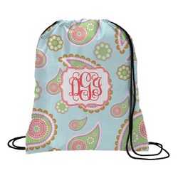 Blue Paisley Drawstring Backpack - Small (Personalized)