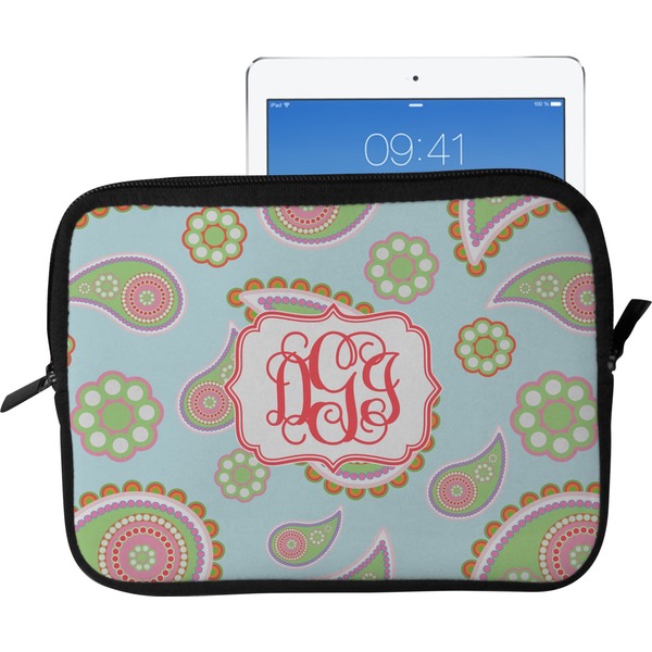 Custom Blue Paisley Tablet Case / Sleeve - Large (Personalized)