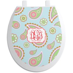 Blue Paisley Toilet Seat Decal - Round (Personalized)