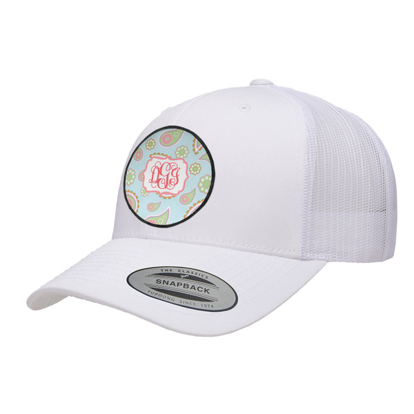 Custom Blue Paisley Trucker Hat - White (Personalized)