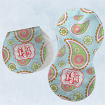 Blue Paisley Burp Pads - Velour - Set of 2 w/ Monogram