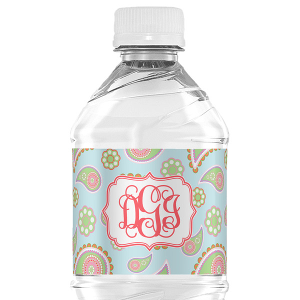 Custom Blue Paisley Water Bottle Labels - Custom Sized (Personalized)