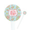 Blue Paisley White Plastic 7" Stir Stick - Round - Closeup