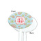 Blue Paisley White Plastic 7" Stir Stick - Single Sided - Oval - Front & Back