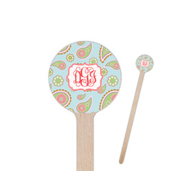 Blue Paisley 7.5" Round Wooden Stir Sticks - Single Sided (Personalized)